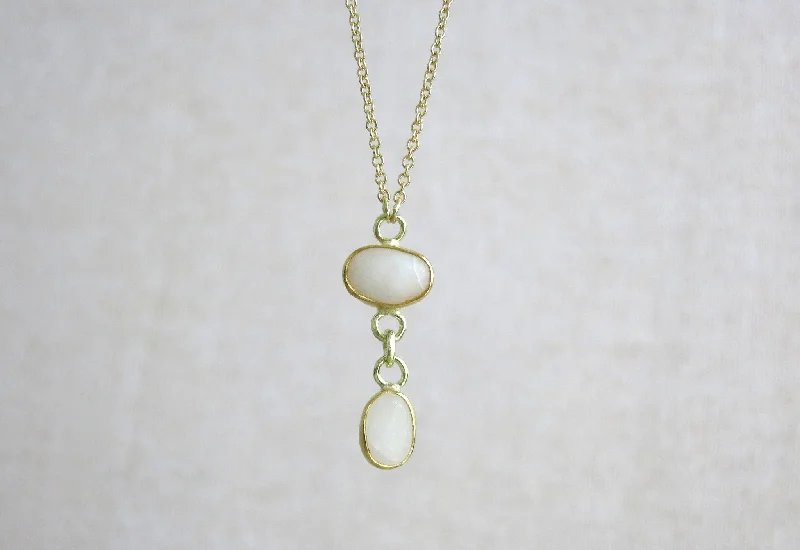 White Pebble Double Drop Necklace