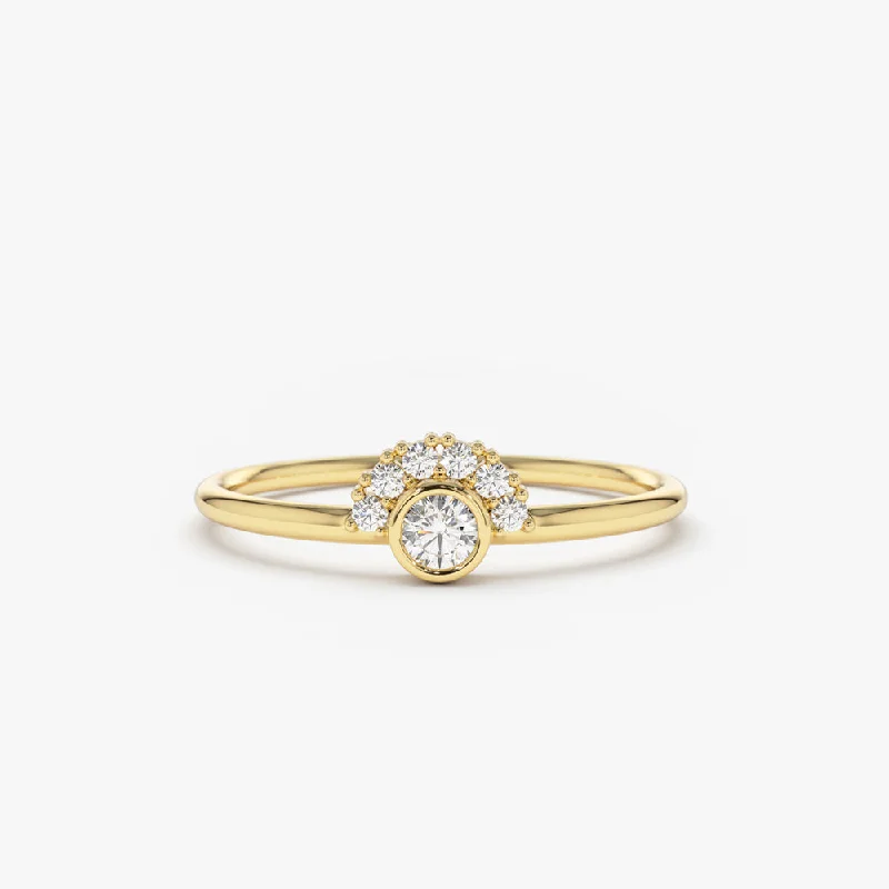 14K Gold Half Halo Diamond Ring