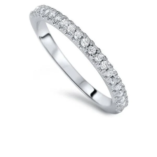 1/3 ct Pave Lab Created Diamond Wedding Ring 14K White Gold