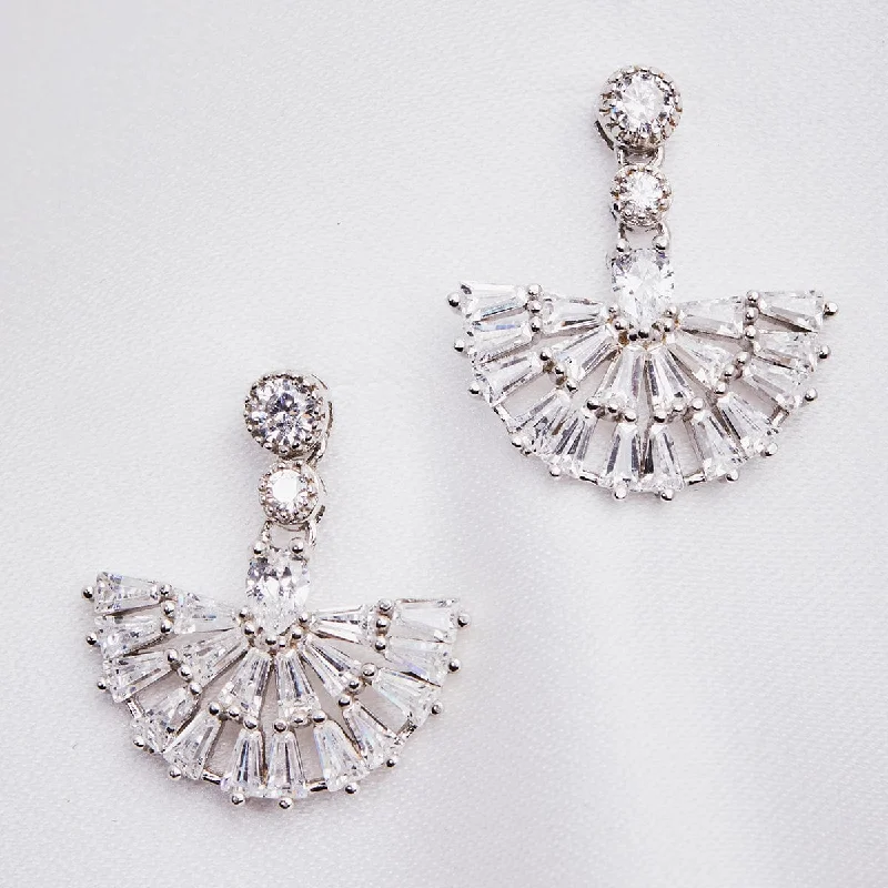 Mini Crystal Fan Drop Earring