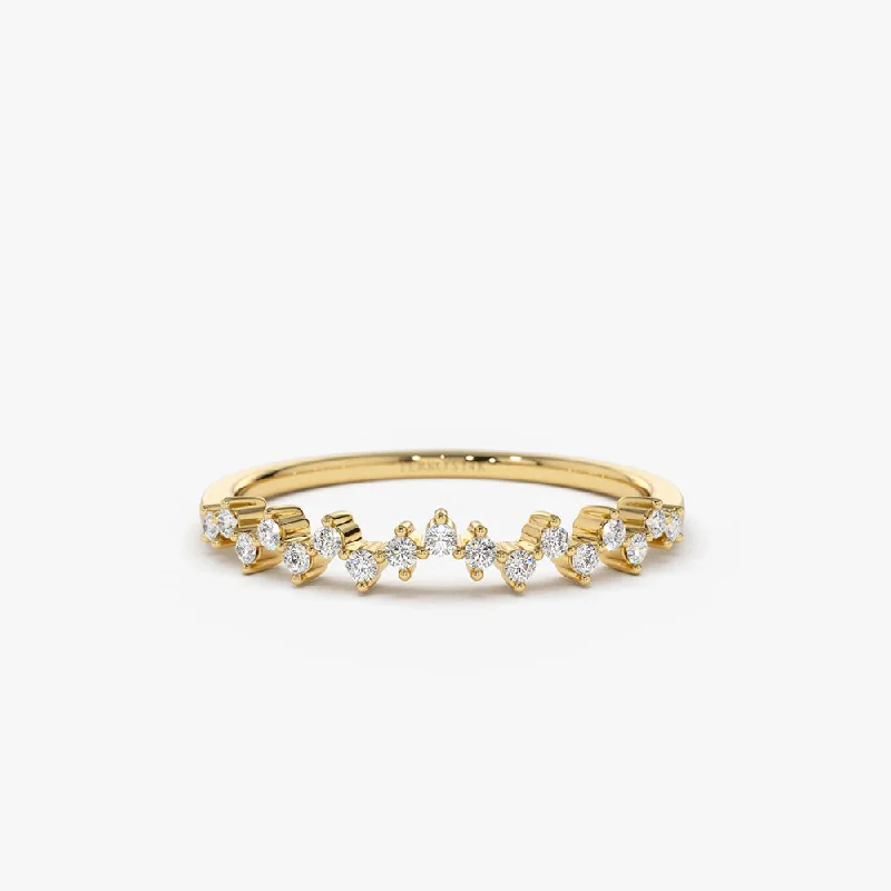 14K Gold Zig Zag Diamond Wedding Band