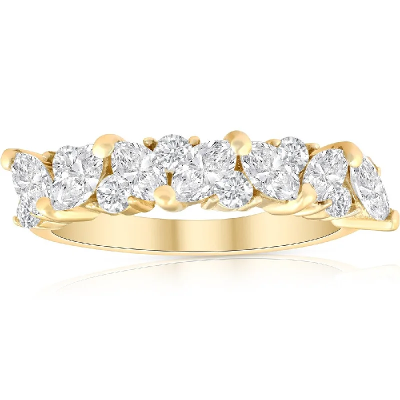 14k Yellow Gold 1 1/2 ct TDW Marquise Diamond Wedding Anniversary Ring (H-I,I1-I2)