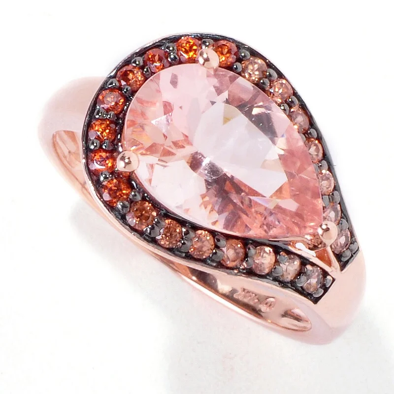 14Kt Rose Gold Morganite and Brown Zircon Ring