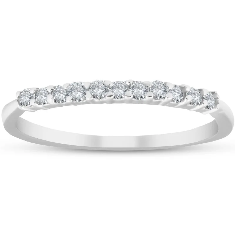 14k White Gold 1/4 Ct Diamond Wedding Anniversary Ring