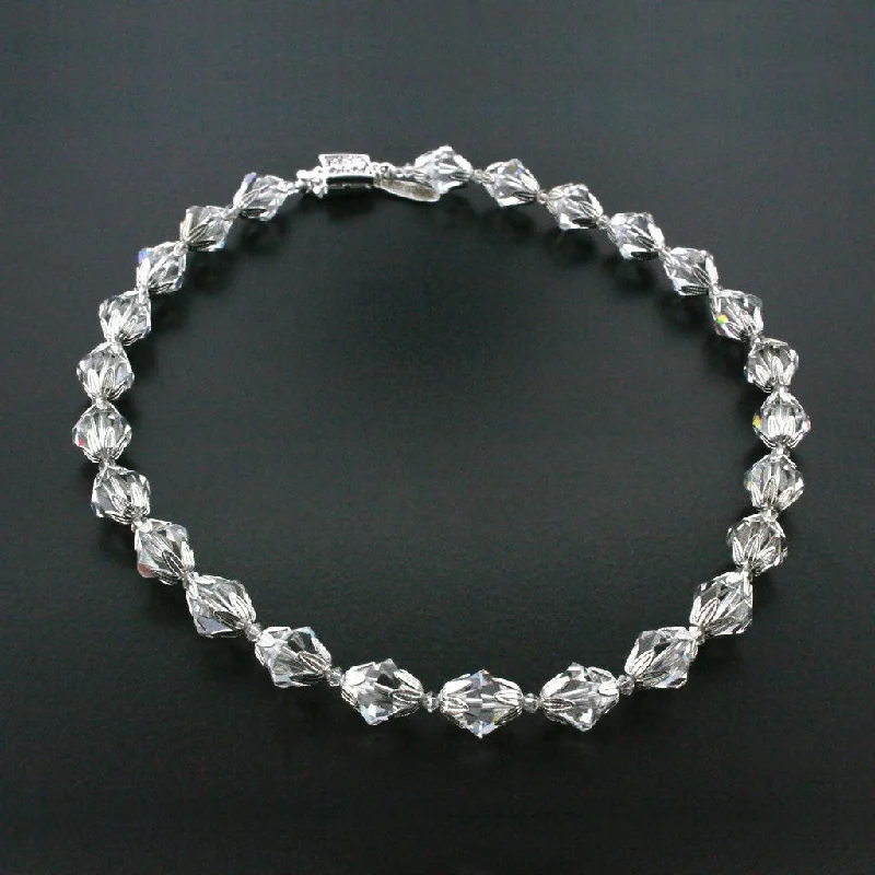 Crystal Bead Necklace with Silver Accents