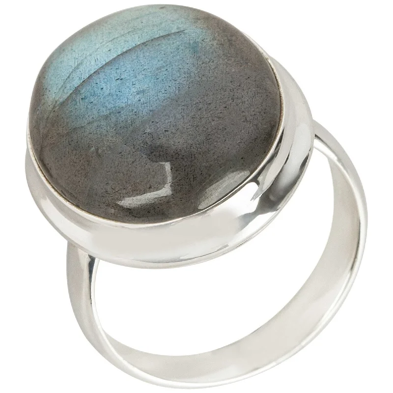 925 Sterling Silver Labradorite Gemstone Solitaire Ring