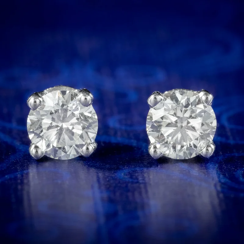 Edwardian Style Diamond Solitaire Stud Earrings 0.60ct Of Diamond