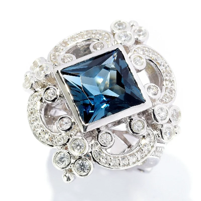 Dallas Prince Designs Sterling Silver 7.05ctw London Blue Topaz & White Zircon Ring