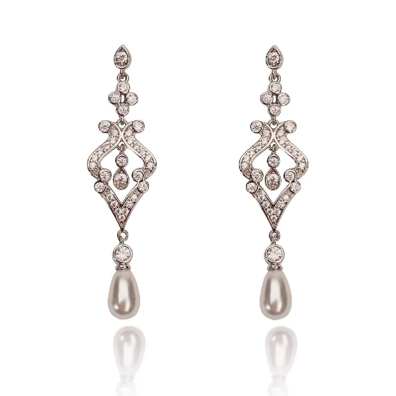 Georgian style bridal drop earrings: Pearl drop earrings