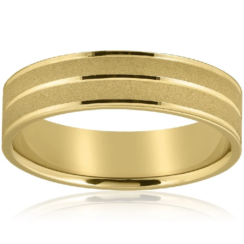 Pompeii3 14k Yellow Gold Mens Wedding Ring 6mm Wide Flat Band