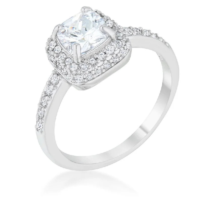 Serena 1.5Ct Clear Cz Rhodium Art Deco Ring