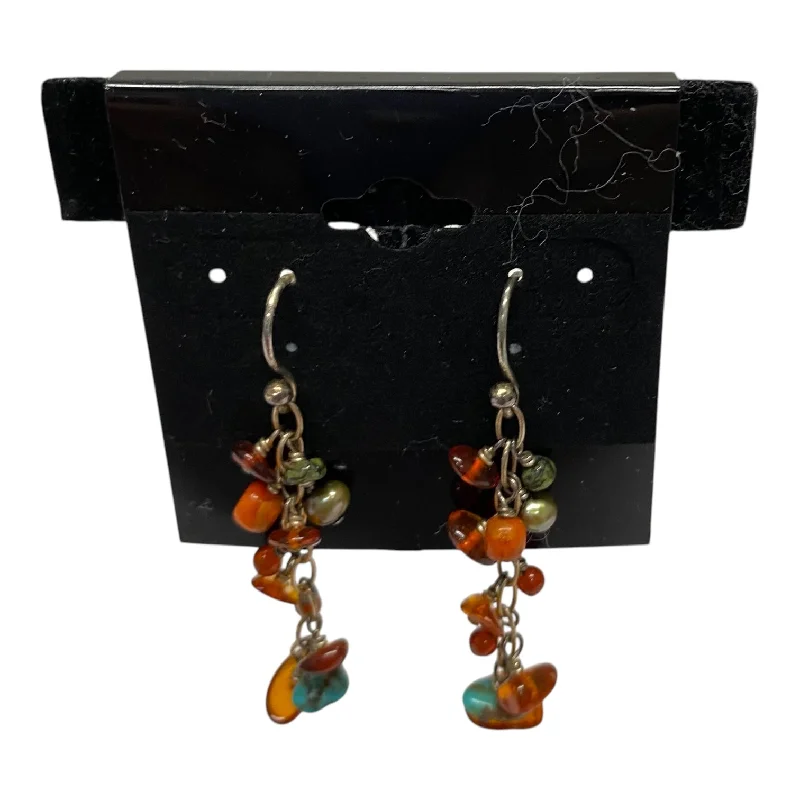 Earrings Dangle/Drop By Barse In Blue & Orange