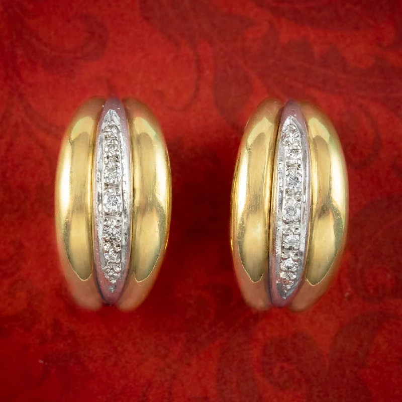 Vintage Diamond Half Hoop Earrings 18ct Gold