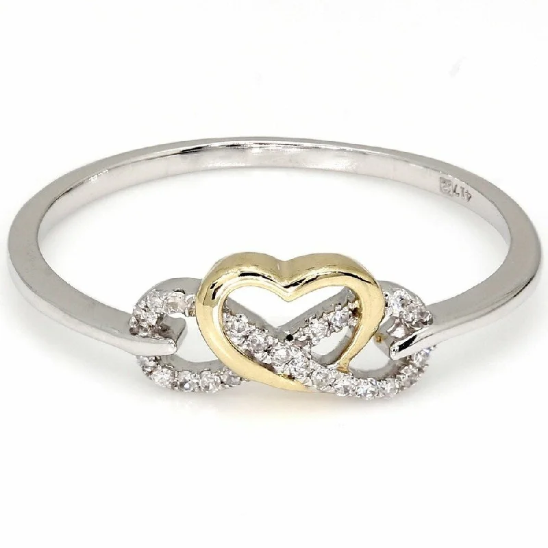 Pompeii3 10k Yellow & White Gold 0.6CT TDW Heart Shape Infinity Ring