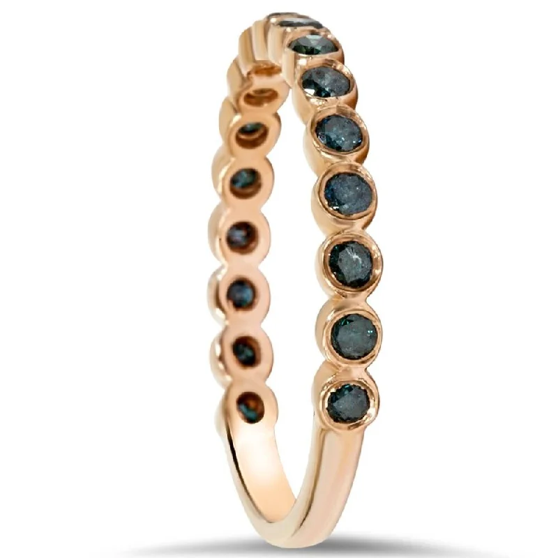 1/2ct Blue Diamond Stackable Ring Rose Gold