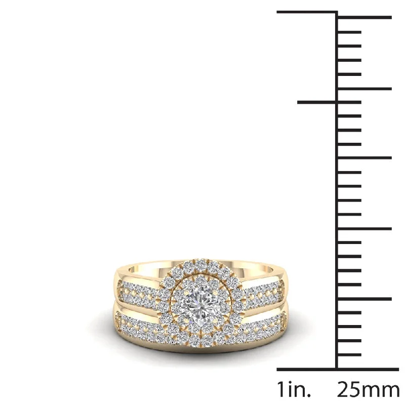 De Couer 1ct TDW Double Halo Diamond Bridal Ring