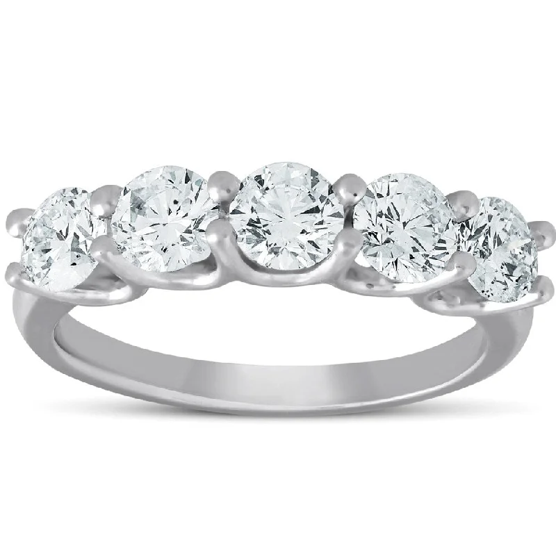 Pompeii3 14k White Gold 1 ct TDW Five Stone Diamond Wedding Ring Eco Friendly Lab Grown (G-H,SI1-SI2)