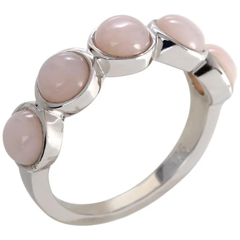 925 Sterling Silver Pink Opal 5-Stone Ring