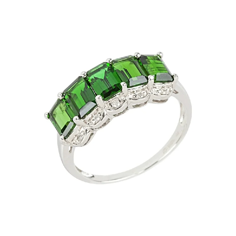 Platinum over Sterling Silver Chrome Diopside Ring