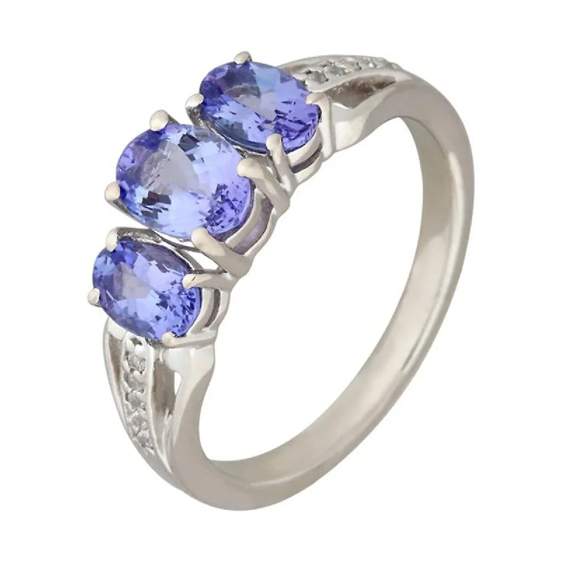 925 Sterling Silver Tanzanite 3-Stone Ring