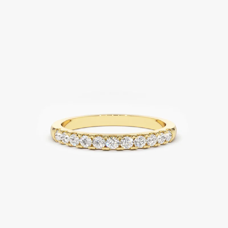 14K Gold 11 Stone Diamond Wedding Band 1/3ct