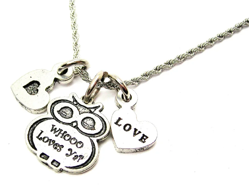 Whooo Loves Ya? Owl Stainless Steel Rope Chain Necklace