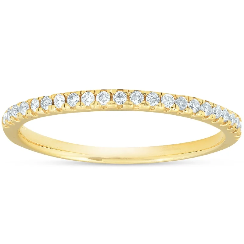 1/5CT Diamond Wedding Ring Womens Stackable Band 10k Yellow Gold