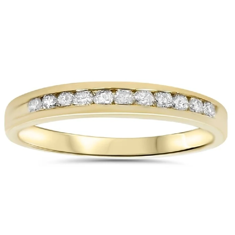 14k Yellow Gold 1/4 Ct Diamond Wedding Ring Channel Set Womens Anniversary Band