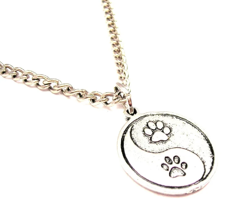 Paw Print Yin Yang Symbol Single Charm Necklace