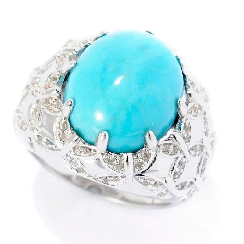 Legacy Sterling Silver Kingman Turquoise & White Zircon Ring