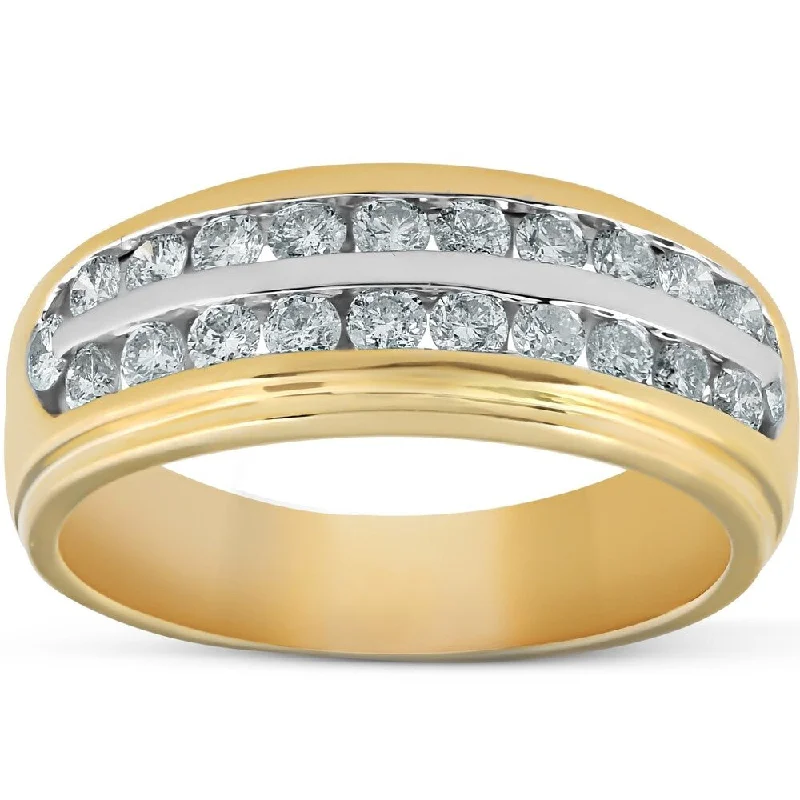 Pompeii3 10k Yellow Gold Men's 1ct TDW Diamond Wedding Ring