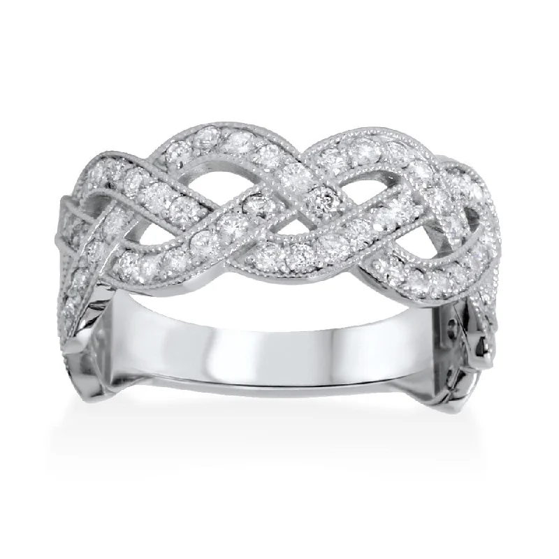 Bliss 14k White Gold 1ct TDW Diamond Braided High Polished Ring (G-H, I1-I2)