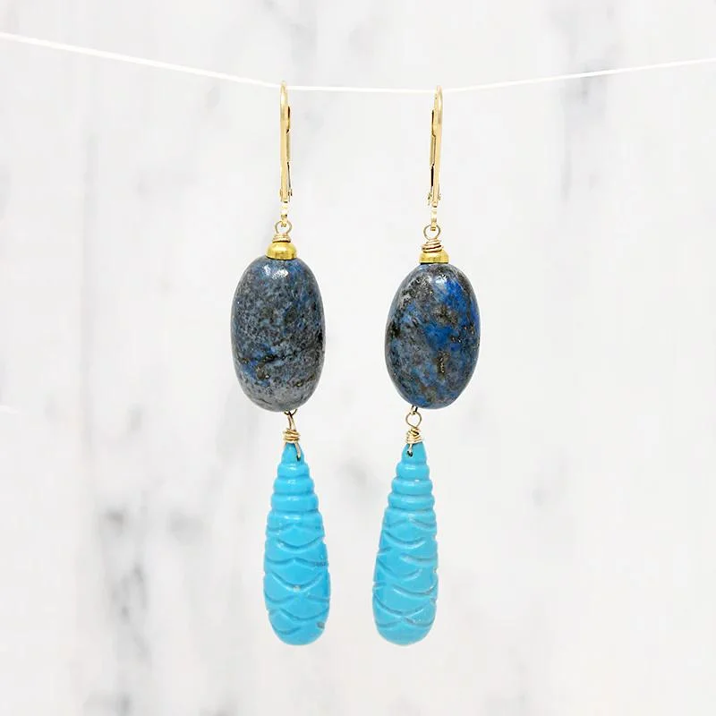 Shades of Blue Turquoise & Sodalite Earrings by brunet