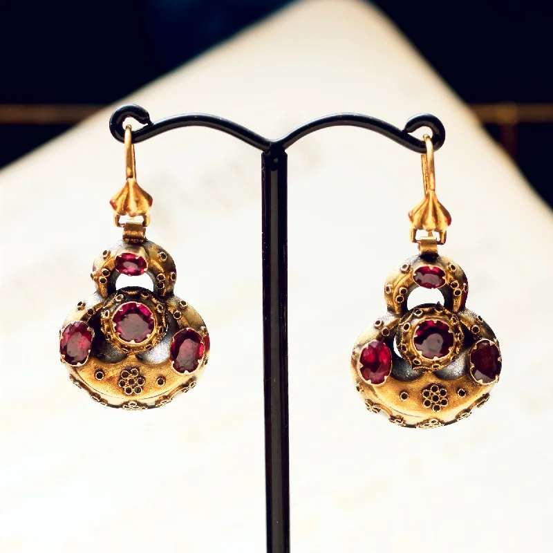 Historic Inspiration Etruscan Revival Garnet Earrings