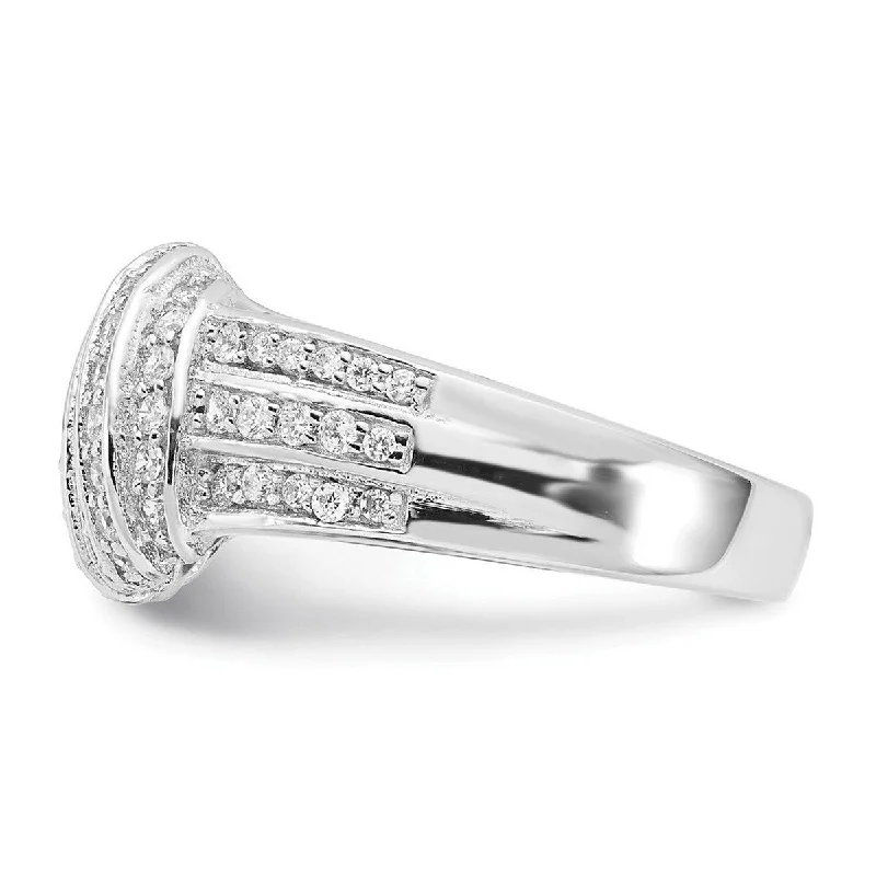 Curata 925 Sterling Silver CZ Cubic Zirconia Simulated Diamond Pave Ring