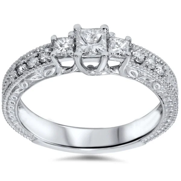 14k White Gold 3/4ct TDW Diamond Vintage-style Ring