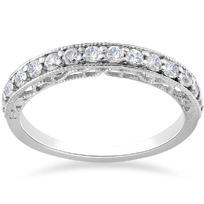 14k White Gold 1/2ct TDW Lab Grown Eco Friendly Diamond Vivian Vintage Wedding Ring