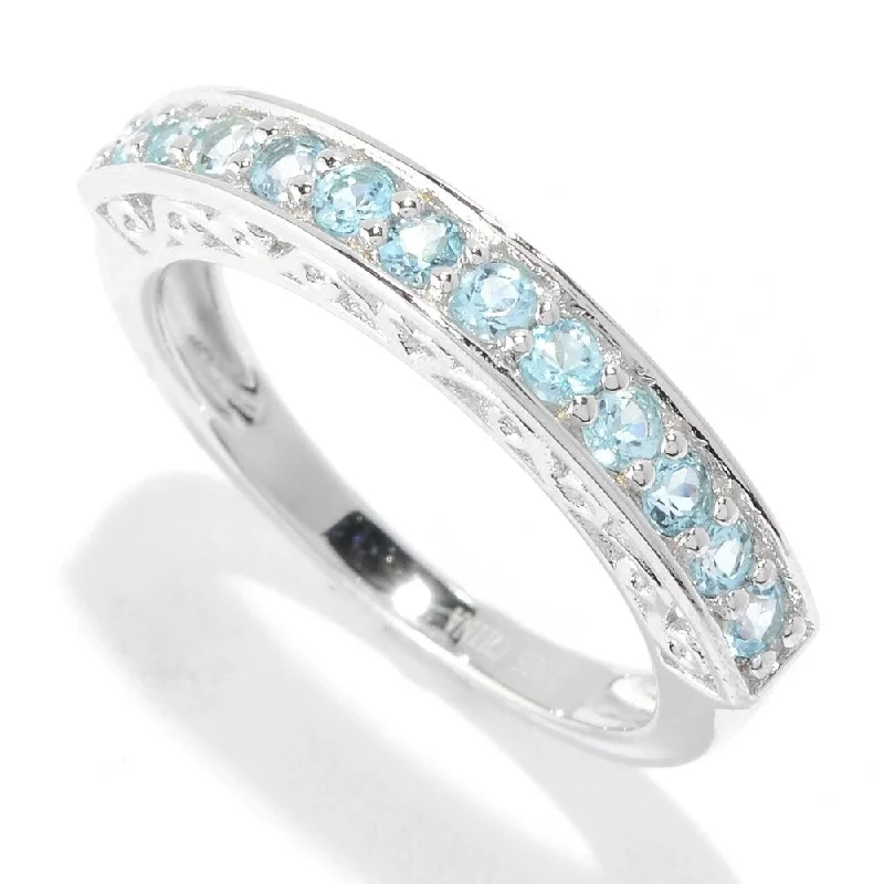 Rhodium Over Sterling Silver 0.5ctw Swiss Blue Topaz Ring