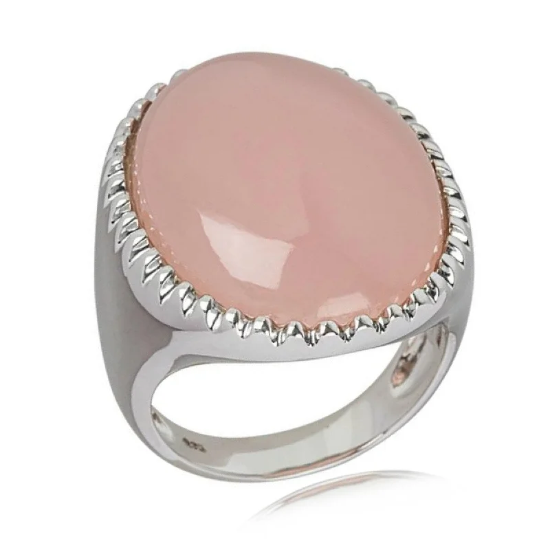 925 Sterling Silver Pink Chalcedony Solitaire Ring