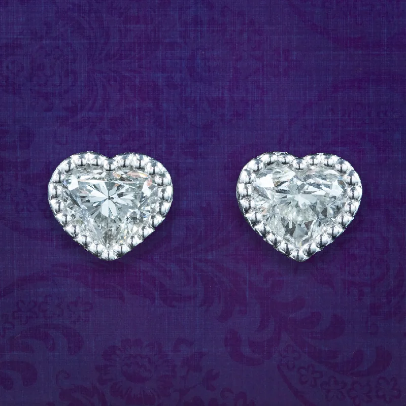 Vintage Diamond Heart Stud Earrings 18ct Gold