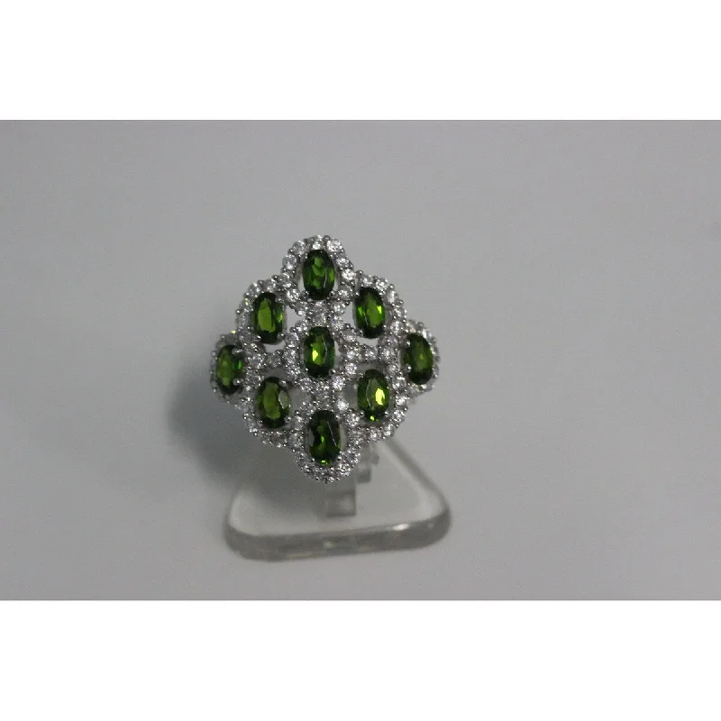 Sterling Silver 4.09ctw Chrome Diopside Ring, Size-7