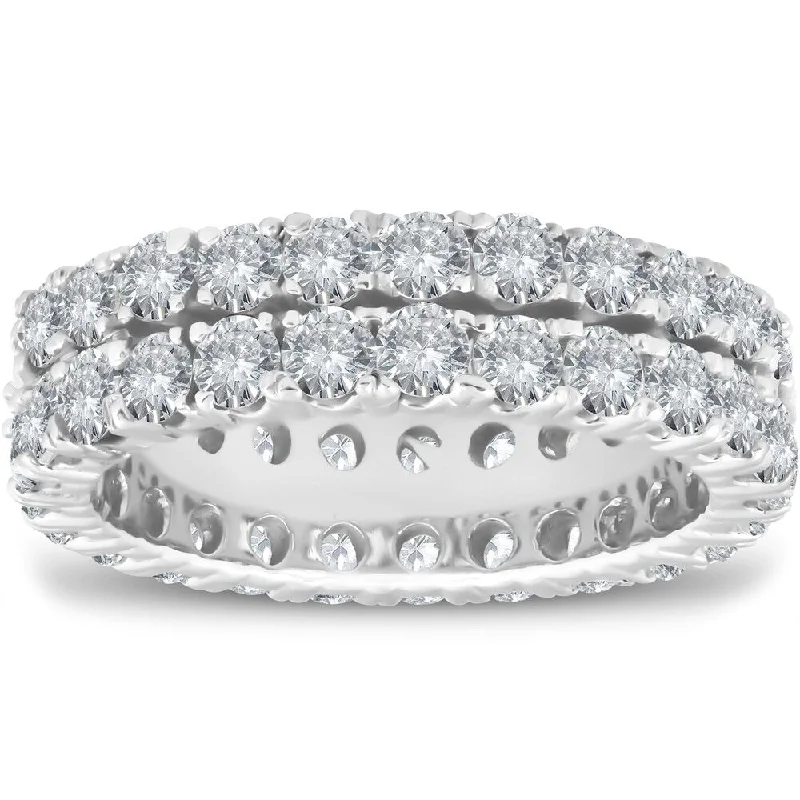 14k White Gold 3 1/2 ct TDW Diamond Eternity Double Row Wedding Ring