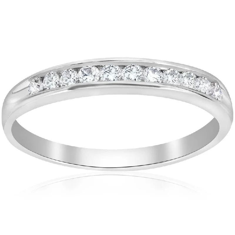 1/4ct Diamond 10k White Gold Wedding Anniversary Guard Ring