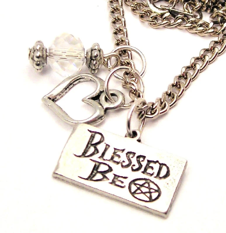 Blessed Be With Pentacle Necklace with Small Heart