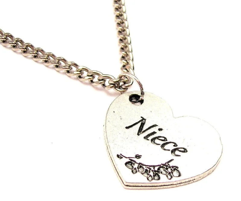 Niece Heart Single Charm Necklace