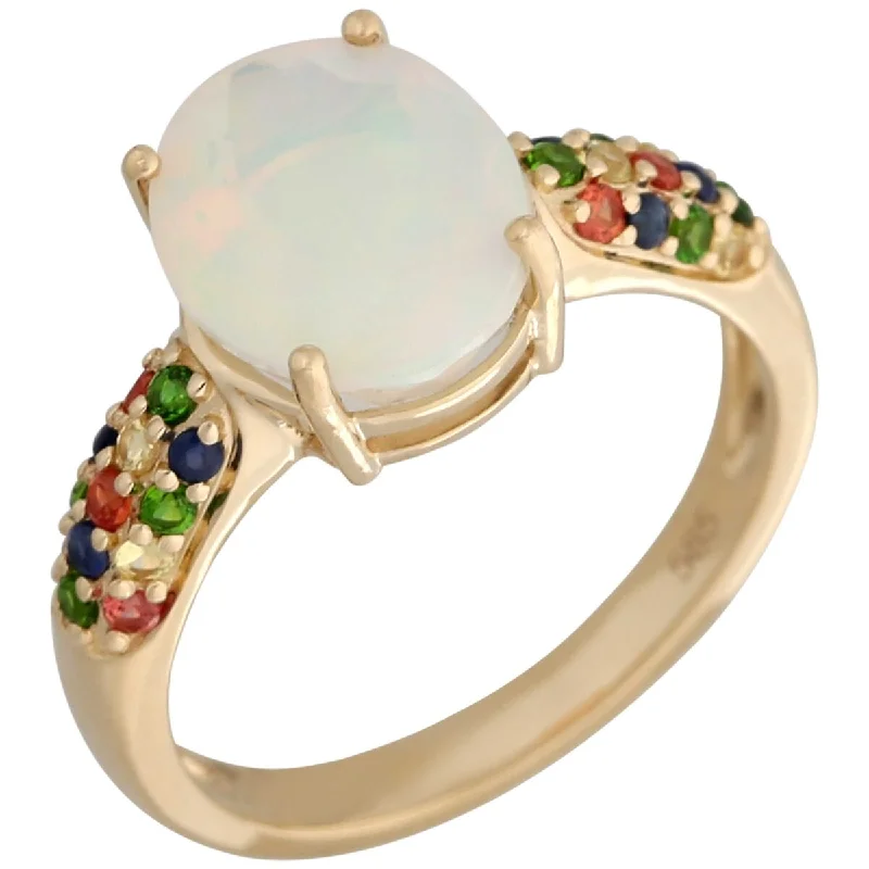 14Kt Yellow Gold Ethiopian Opal Solitaire Ring