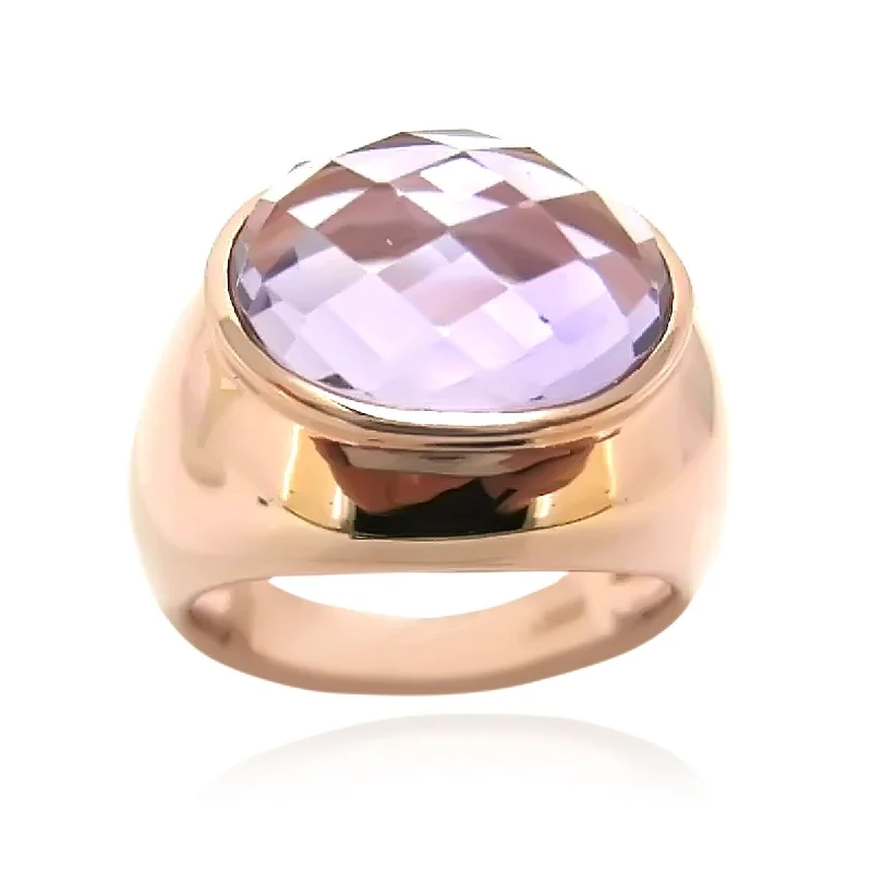 Rose Gold Plated Over Sterling Silver Pink Amethyst Ring