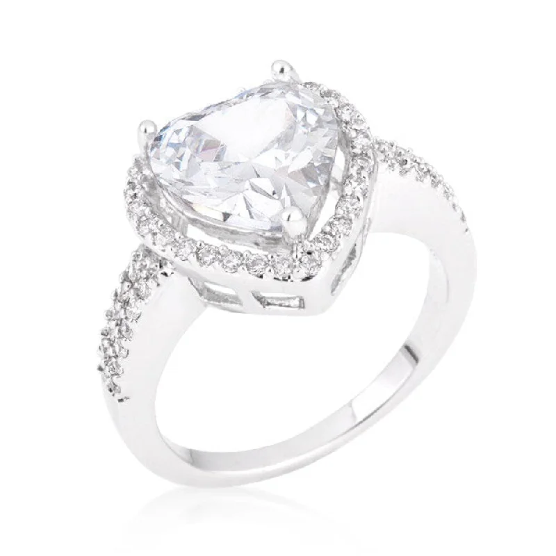 Valentine Clear Cubic Zirconia Heart Ring For Women