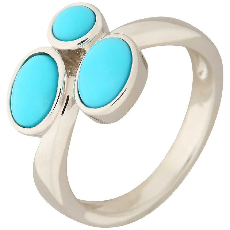 925 Sterling Silver Sleeping Beauty Turquoise 3- Stone Ring