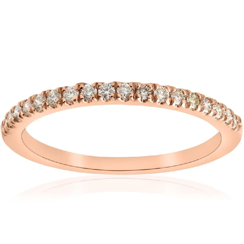 Pompeii3 10k Rose Gold 1/4 ct TDW Diamond Stackable Wedding Anniversary Ring (I-J,I2-I3) - White I-J - White I-J